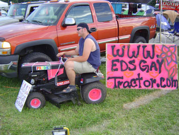 Ed with the tractor sign
