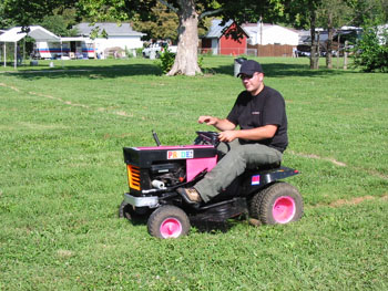 Ed mowing in style